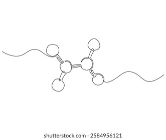 Continuous line drawing of micro molecules. Single line illustration of models of molecule. Microbiology concept. Editable outline