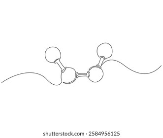 Continuous line drawing of micro molecules. Single line illustration of models of molecule. Microbiology concept. Editable outline