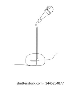 continuous line drawing of microphone. isolated sketch drawing of microphone line concept. outline thin stroke vector illustration