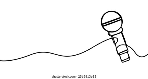 continuous line drawing of microphone symbol. abstract line art illustration