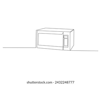 Continuous Line Drawing Of Microwave. One Line Of Oven Electric. Microwave Continuous Line Art. Editable Outline.

