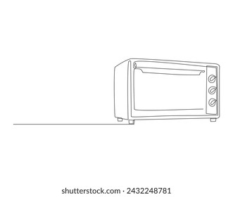 Continuous Line Drawing Of Microwave. One Line Of Oven Electric. Microwave Continuous Line Art. Editable Outline.

