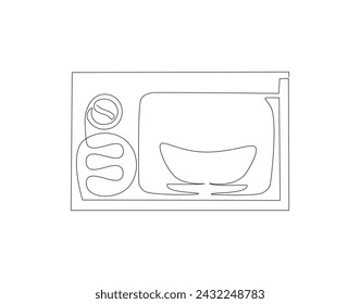 Continuous Line Drawing Of Microwave. One Line Of Oven Electric. Microwave Continuous Line Art. Editable Outline.

