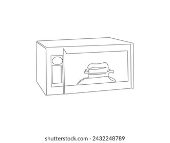 Continuous Line Drawing Of Microwave. One Line Of Oven Electric. Microwave Continuous Line Art. Editable Outline.

