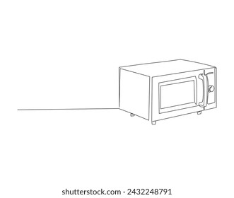 Continuous Line Drawing Of Microwave. One Line Of Oven Electric. Microwave Continuous Line Art. Editable Outline.

