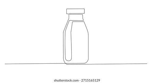 Dibujo continuo de una botella de leche que simboliza la frescura, la nutrición y el consumo diario. Ilustración de una sola línea adecuada para productos lácteos, estilo de vida saludable y temas de alimentos.