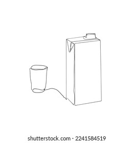 continuous line drawing milk and glass illustration vector