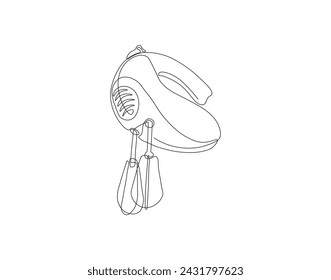 Continuous Line Drawing Of Mixer Machine. One Line Of Kitchen Utensil Mixer. Mixer For Mix Continuous Line Art. Editable Outline.
