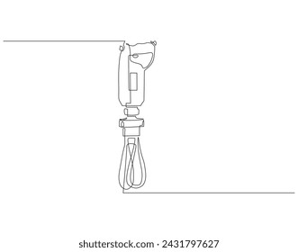 Continuous Line Drawing Of Mixer Machine. One Line Of Kitchen Utensil Mixer. Mixer For Mix Continuous Line Art. Editable Outline.
