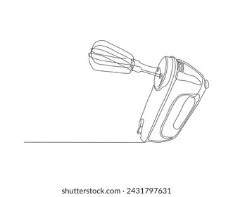 Continuous Line Drawing Of Mixer Machine. One Line Of Kitchen Utensil Mixer. Mixer For Mix Continuous Line Art. Editable Outline.
