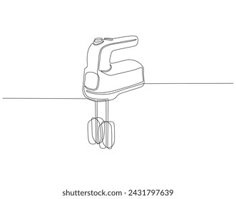 Continuous Line Drawing Of Mixer Machine. One Line Of Kitchen Utensil Mixer. Mixer For Mix Continuous Line Art. Editable Outline.
