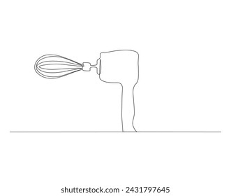 Continuous Line Drawing Of Mixer Machine. One Line Of Kitchen Utensil Mixer. Mixer For Mix Continuous Line Art. Editable Outline.
