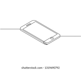 continuous line drawing of a mobile phone. vector