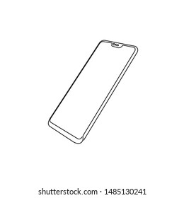 continuous line drawing of mobile phone smart vector illustration simple.