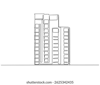 Dessin au trait continu de bâtiment moderne. Illustration d'une ligne de bâtiment. Concept d'entreprise. Contour modifiable