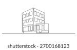 Continuous Line Drawing of a Modern City Building,One continuous line drawing of corporate company building.Modern architecture building.one line drawing of commercial building vector illustration