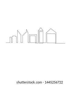 continuous line drawing of modern city. isolated sketch drawing of modern city line concept. outline thin stroke vector illustration