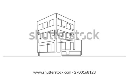 Continuous Line Drawing of a Modern City Building,One continuous line drawing of corporate company building.Modern architecture building.one line drawing of commercial building vector illustration