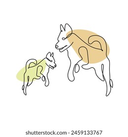 Continuous line drawing of a modern dog.