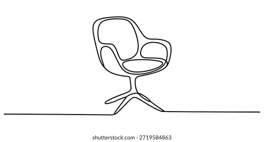 Continuous line drawing of a modern office or designer chair on a white background Vector, illustration