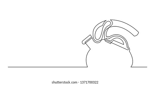 continuous line drawing of modern tea kettle