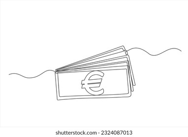 Continuous line drawing of money banknotes. Vector illustration
