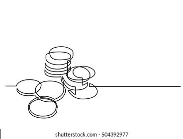 Continuous Line Drawing Of Money Coins