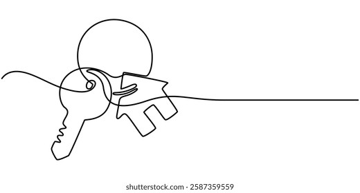 Continuous Line Drawing of Mortgage Icon. Hand Drawn Symbol Vector Illustration, Continuous One Line Drawing Real Estate Icons Concept. Single Line Vector Illustration, Real Estate Line Icon Vector.
