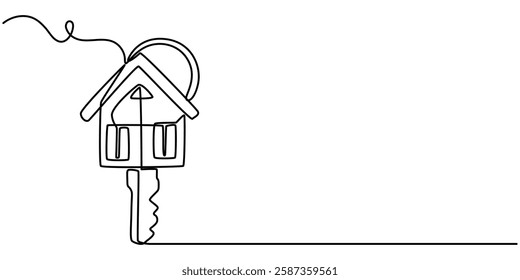 Continuous Line Drawing of Mortgage Icon. Hand Drawn Symbol Vector Illustration, Continuous One Line Drawing Real Estate Icons Concept. Single Line Vector Illustration, Real Estate Line Icon Vector.