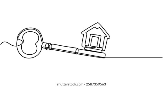Continuous Line Drawing of Mortgage Icon. Hand Drawn Symbol Vector Illustration, Continuous One Line Drawing Real Estate Icons Concept. Single Line Vector Illustration, Real Estate Line Icon Vector.