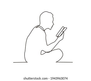Continuous line drawing of moslem man reading quran can use for ramadan and ied mubarak.