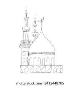 Continuous Line Drawing Mosque, a Symbol Islamic. Free Images, Photos, Pictures. Illustration Icon Vector