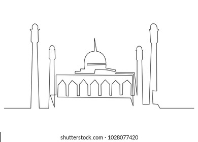 continuous line drawing of a mosque vector illustration of a simple concept