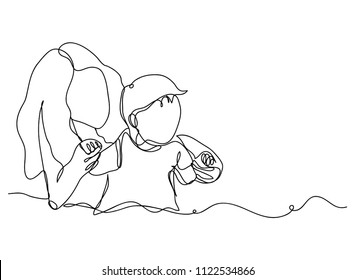 continuous line drawing of mother and baby cute family concept card mother day vector illustration