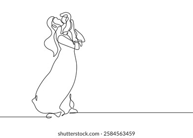 Continuous Line Drawing of Mother with Child. Happy Mother`s Day Concept in Line Art Style. Mother with Newborn Linear Vector Illustration. Not AI