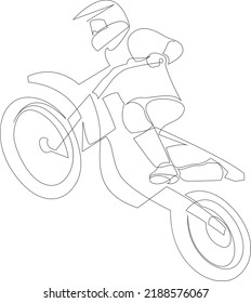 Dibujo continuo de la competencia de motocross. Un concepto de carreras de motor en una línea. Ilustración vectorial.