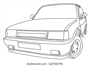 Continuous Line Drawing Motor Car Stock Vector (Royalty Free ...