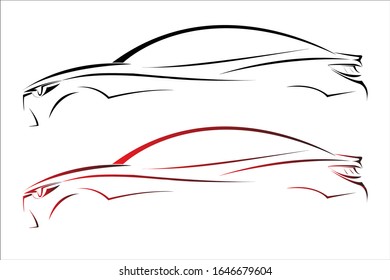 continuous line drawing of motor car logo.