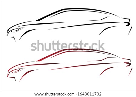 continuous line drawing of motor car logo.