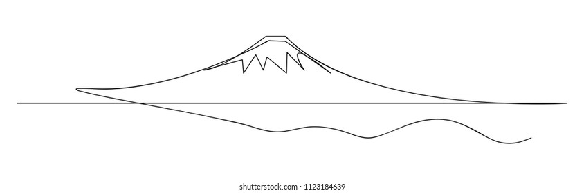 continuous line drawing of Mount Fuji sights, vector illustration.