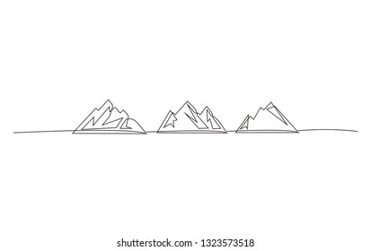 Continuous Line Drawing Of Mountain Vector