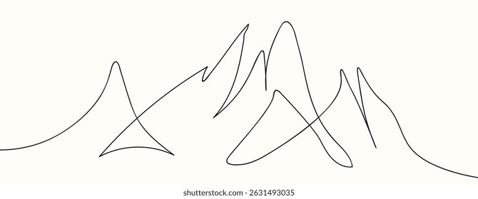 continuous line drawing of mountains in sketch style. flat vector illustration isolated on white background. vector illustration eps 10