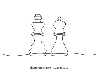 Continuous line drawing of moving chess figure in competition success play. strategy, management or leadership concept. chess game isolated on a white background.