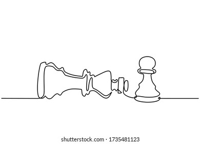 Continuous line drawing of moving chess figure in competition success play. strategy, management or leadership concept. chess game isolated on a white background.