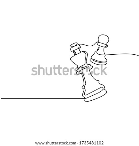 Continuous line drawing of moving chess figure in competition success play. strategy, management or leadership concept. chess game isolated on a white background.