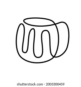 Continuous line drawing mug for beer. Vector illustration. Continuous doodle