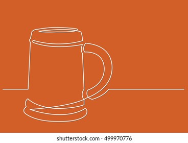 continuous line drawing of mug of beer