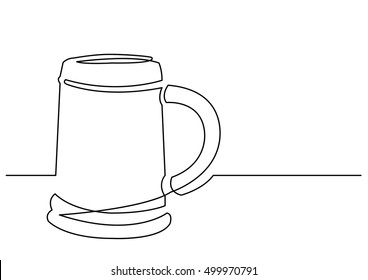 continuous line drawing of mug of beer