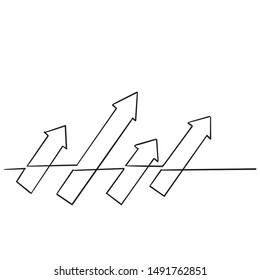 continuous line drawing of multiple arrows handdrawn style