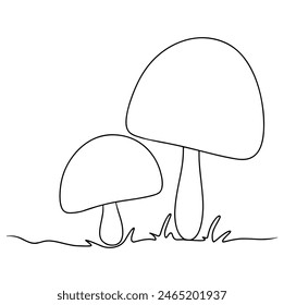 continuous line drawing of mushroom isolated on transparent background. Vector illustration